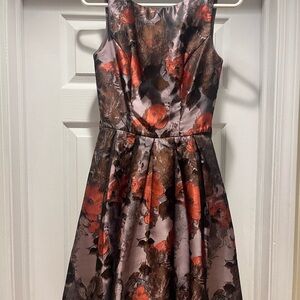 Review pink and purple floral A frame dress